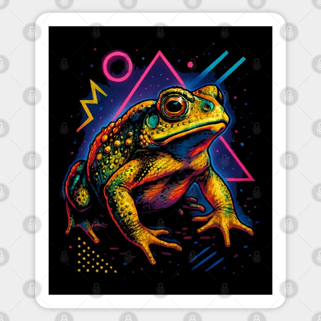 Retro Neon Asian Spiny Toad - Color‑Pop Toad Artwork Sticker by Reptiq's Store